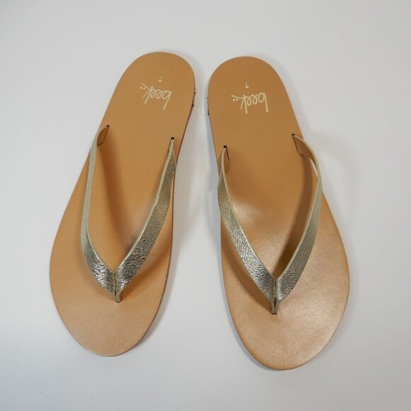 Beek Seabird Thong Flip Flop Slide SANDALS Size 7 Platinum Honey Leather NEW - Picture 9 of 14